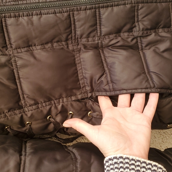 Betsey Johnson Black Faux Fur Trim Hood Lace Up Puffer Coat Jacket. - Picture 16 of 16